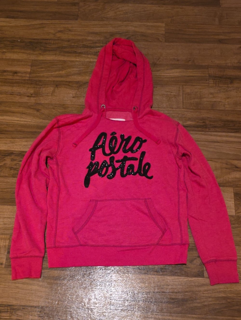Aeropostale Red Pullover Hoodie with Label Detail